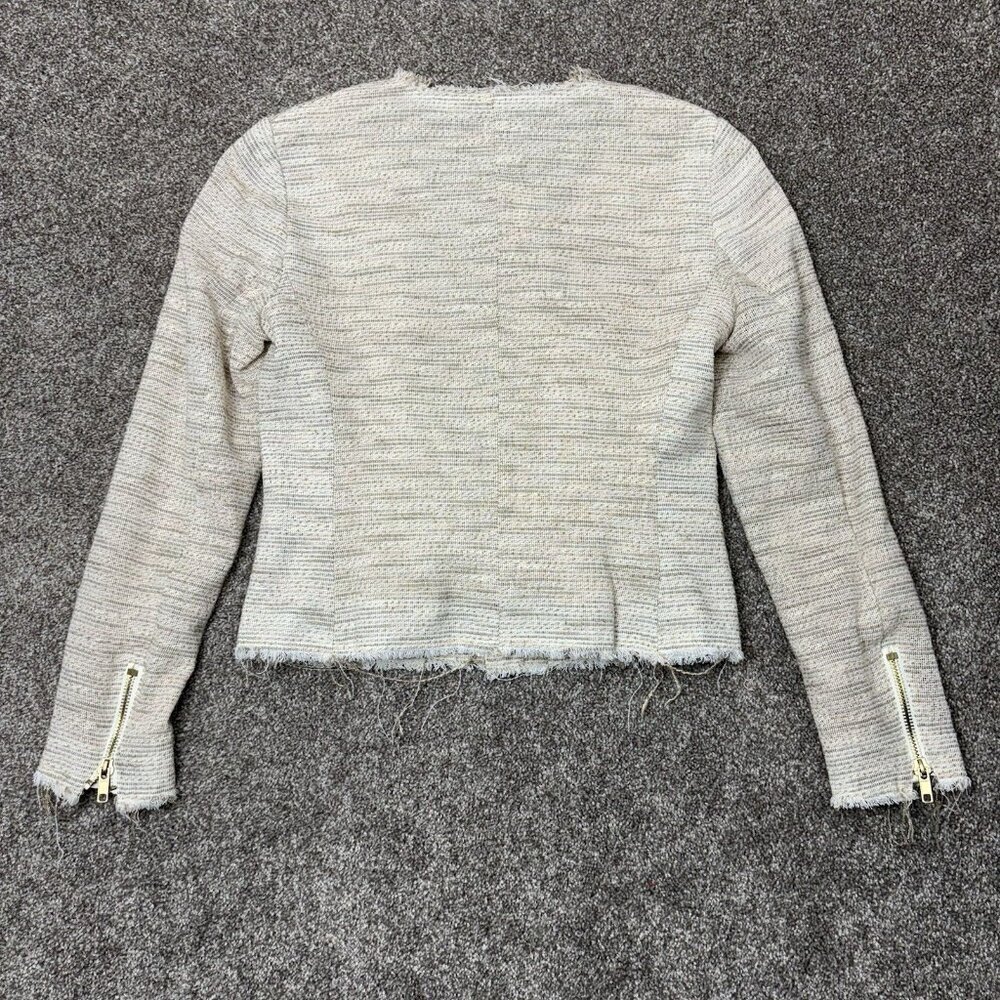 MNG Casual Women's Jacket Size 4 Beige Full Zip Lined Pockets Long Sleeves EUC - Picture 8 of 14